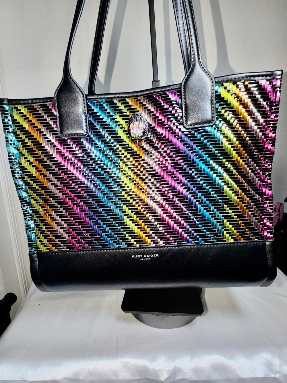 Kurt Geiger Kensington Multicolor Woven Tote like New